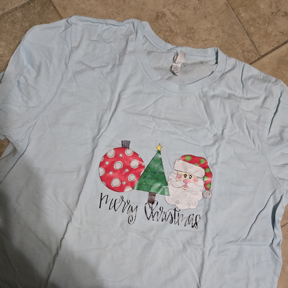 Colsie Light Blue Christmas Graphic Tee